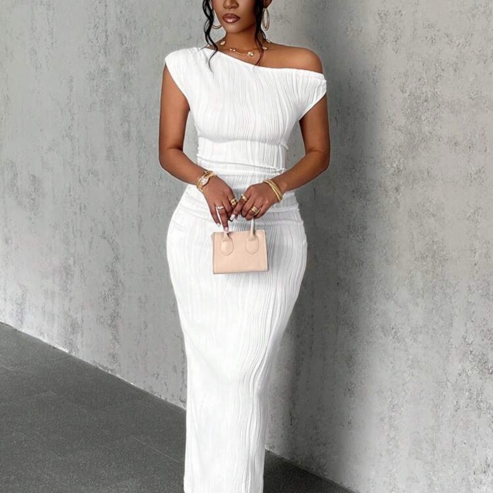 SHEIN White One Shoulder Dress